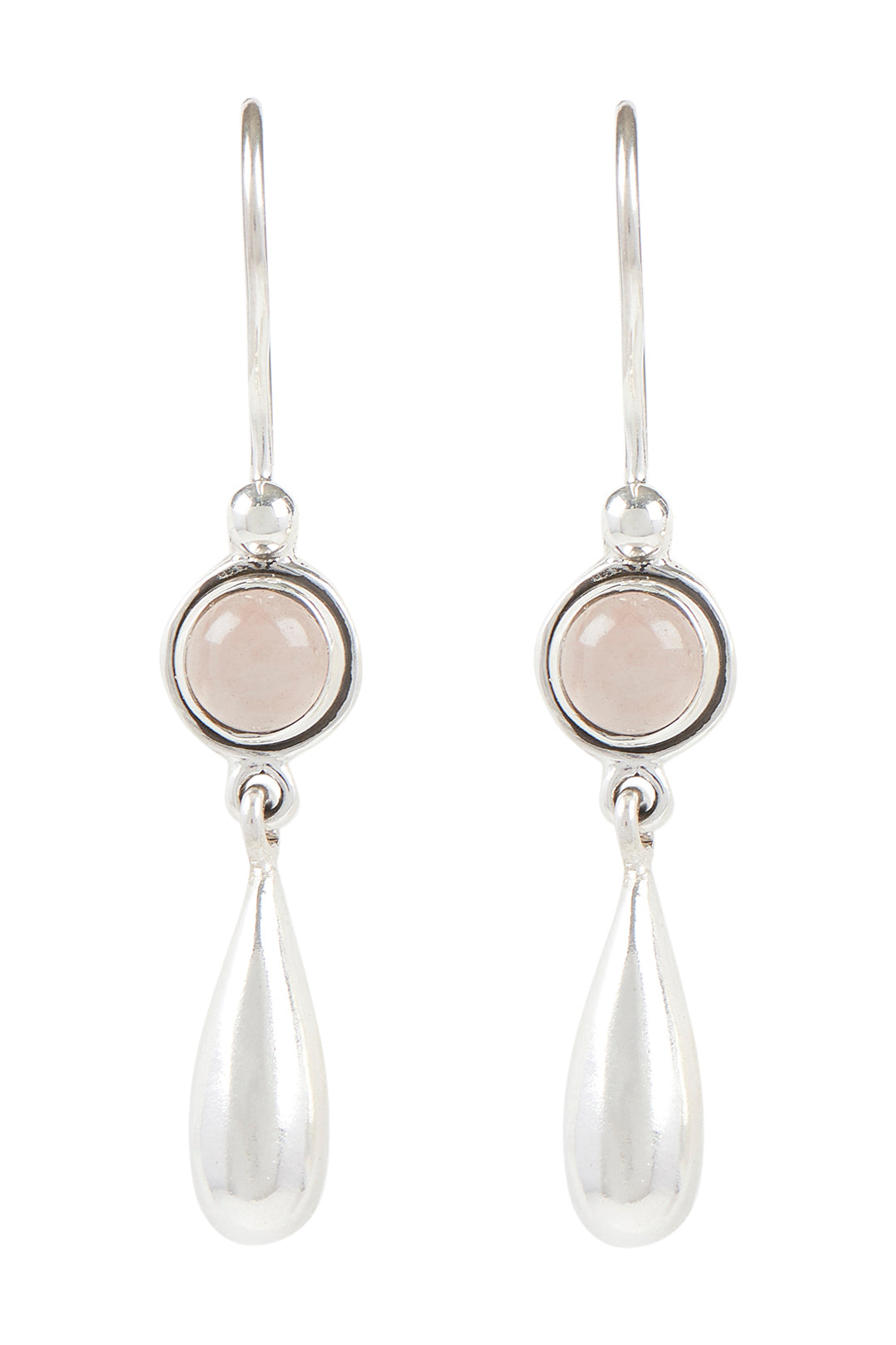 Round Gemstone & Silver Droplet Earrings