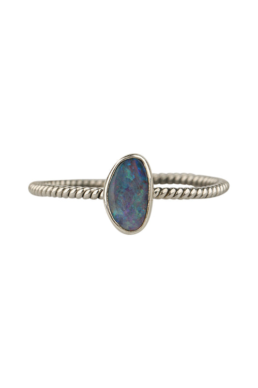 Opal Twist Open Silver Ring