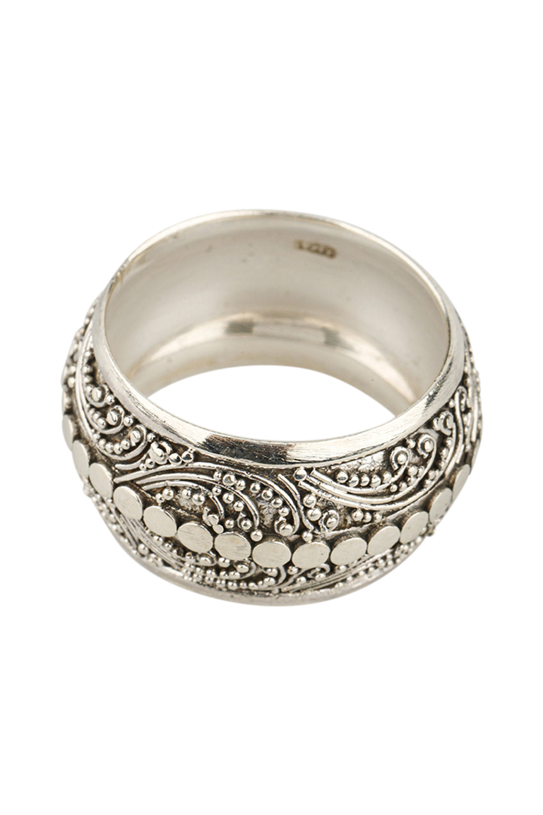 Dots & Swirls Filigree Band Silver Ring