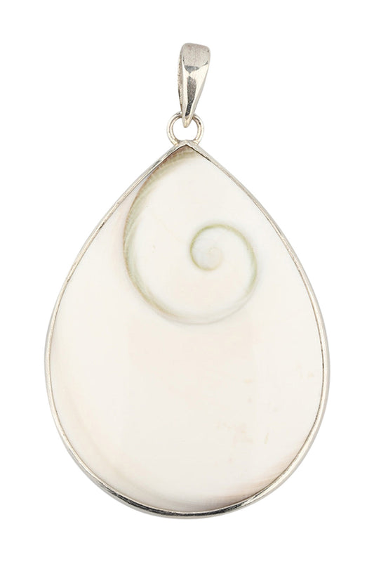 Simple Teardrop Siwa Shell Silver Pendant