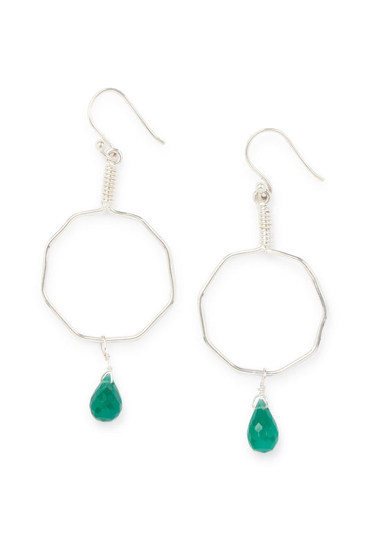Fine Wire Gemstone Teardrop Silver Earrings