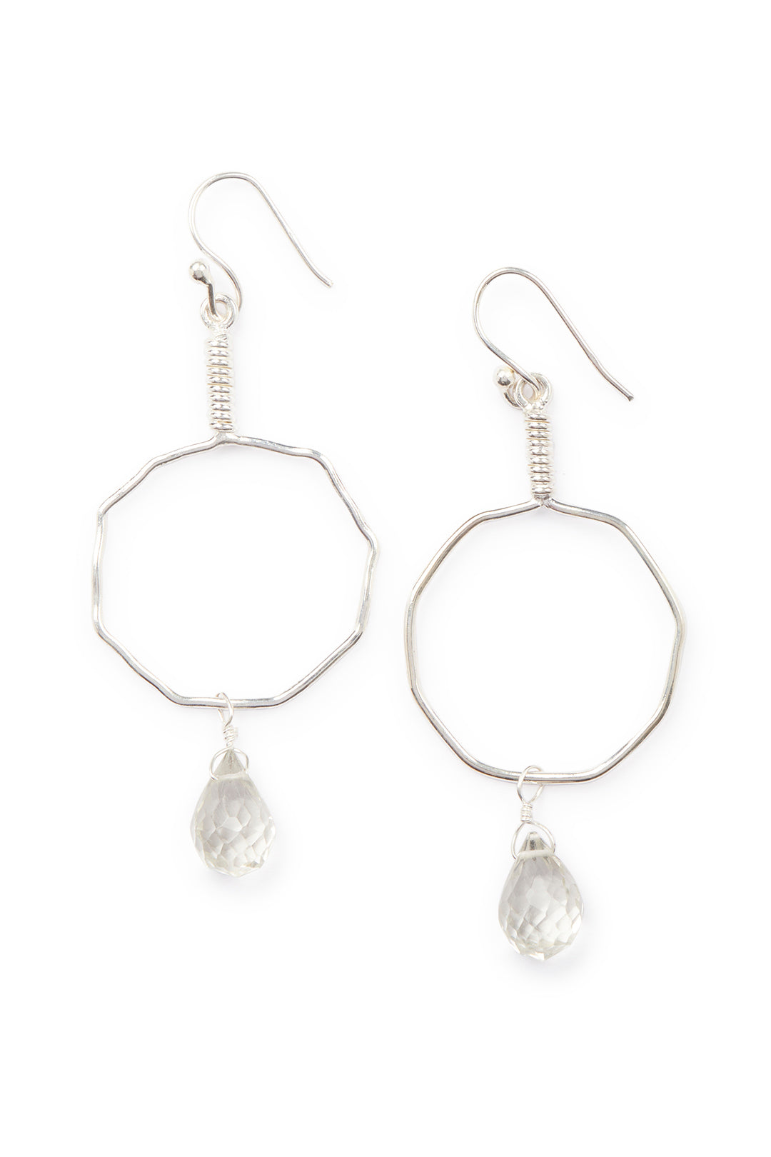 Fine Wire Gemstone Teardrop Silver Earrings