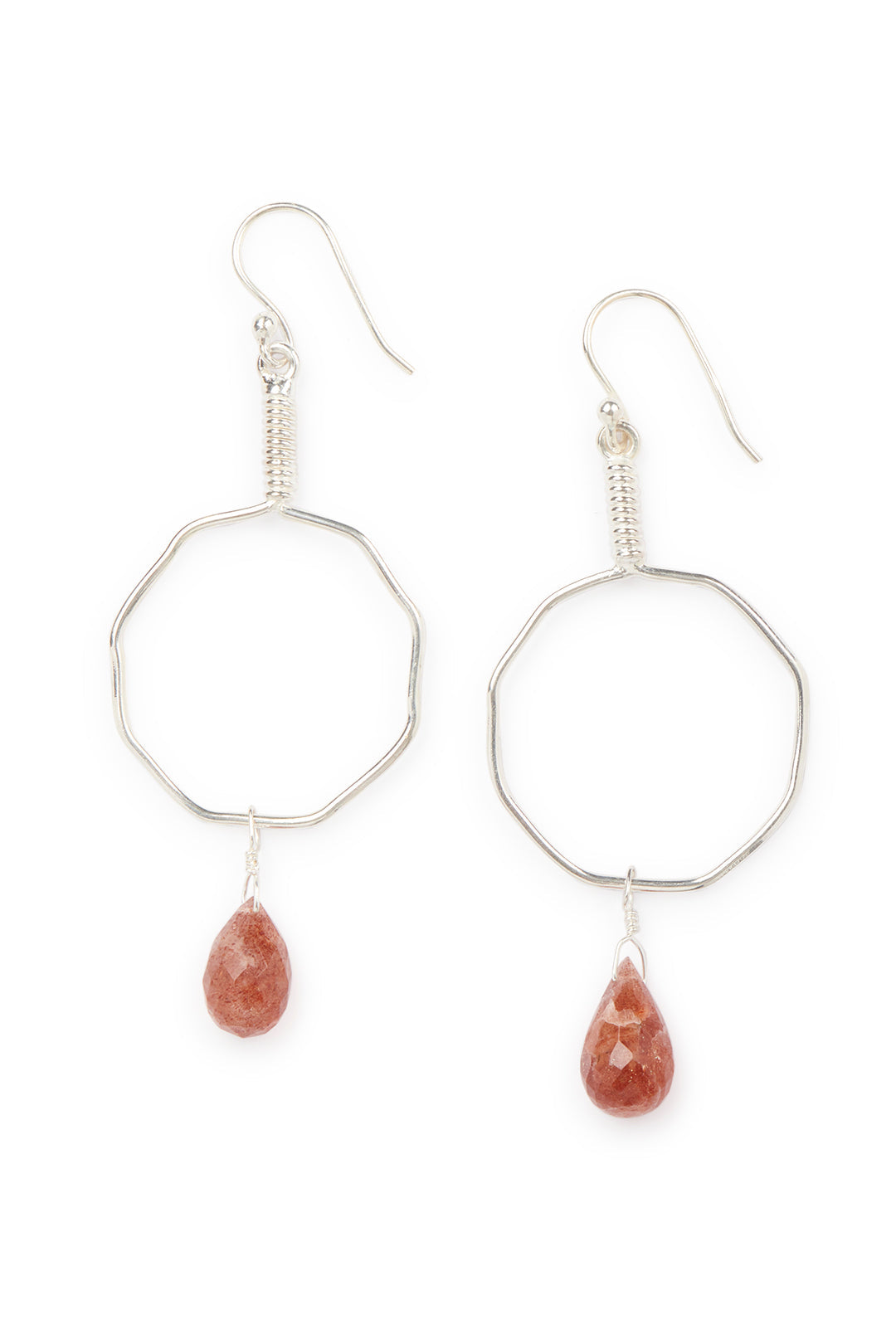 Fine Wire Gemstone Teardrop Silver Earrings