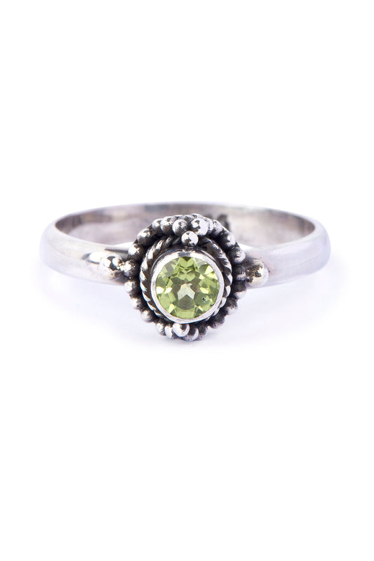 Fine Mini Peridot Tribal Silver Ring