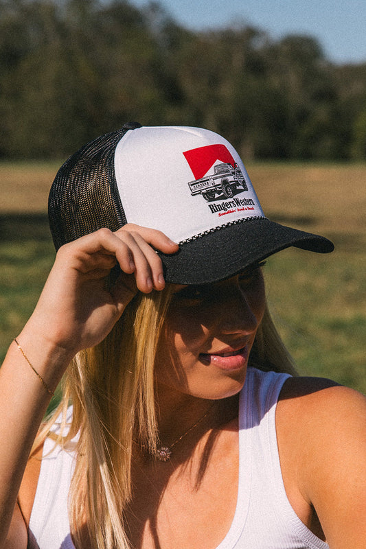 Bout a Truck Trucker Cap - Black/White