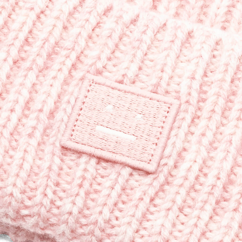 Kid's Ribbed Beanie Hat - Faded Pink Melange