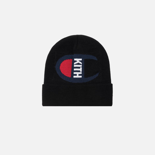 Kith x Champion Intarsia Logo Beanie - Black