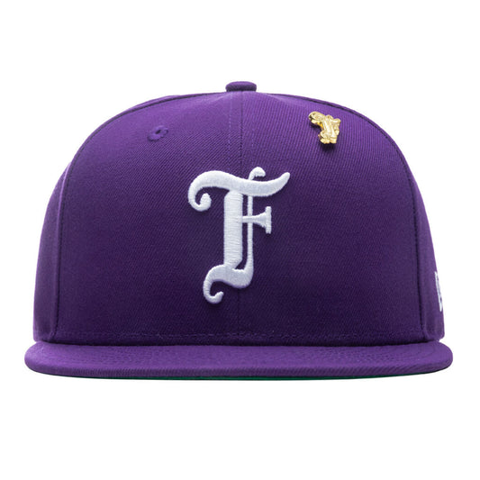 Feature x New Era Old English F Snapback Hat w/ Pin - Deep Purple