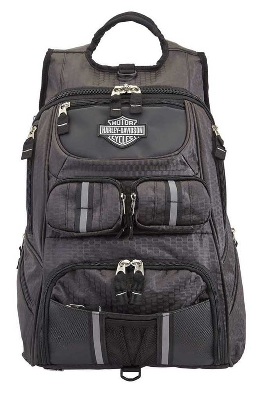 Harley-Davidson Tough Terrain Backpack w/ Helmet Holder - Honeycomb Black 99313, Harley Davidson