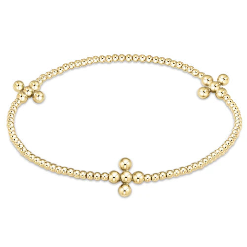 Signature Cross Gold Bliss Pattern 2.5mm Bead Bracelet Pearl