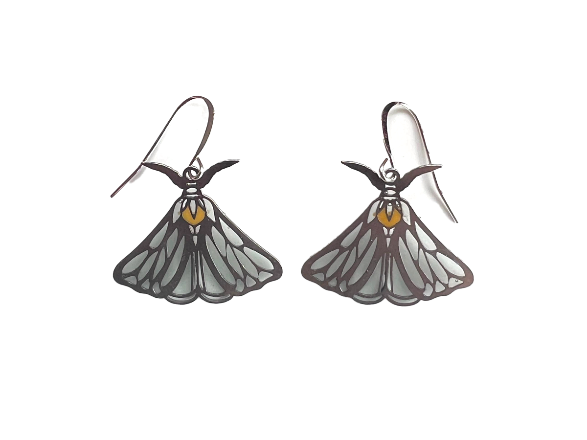 Luna Moth Stained Glass Resin Earrings