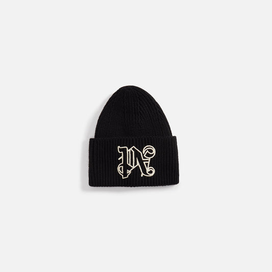 Palm Angels PA Monogram Beanie - Black / Off White
