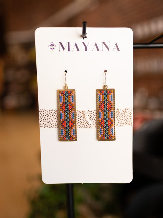 purple rectangle earrings