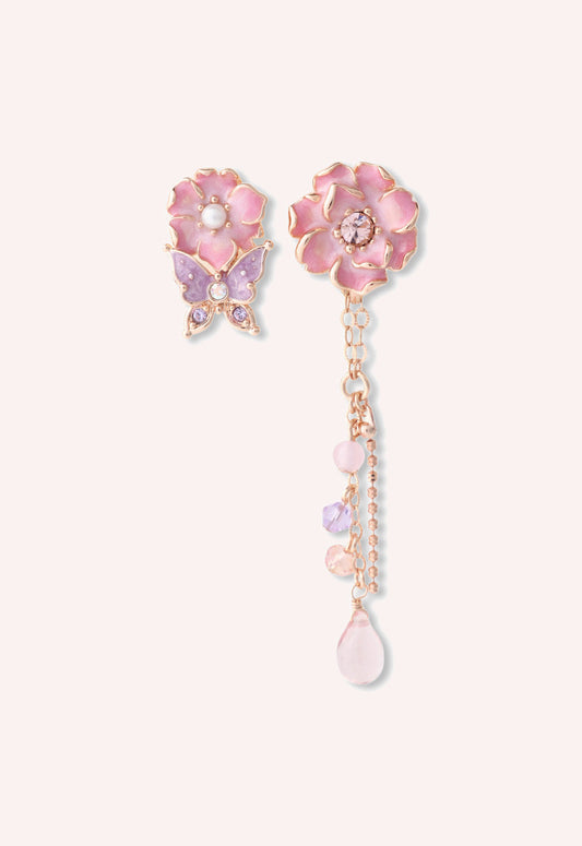 Butterfly Garden Charm Earrings Pink