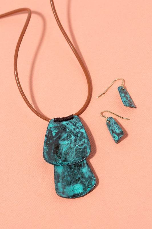 Type 3 Turquoise Tags Necklace /Earrings Set