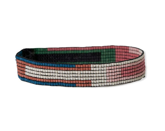 Alex Color Shapes Beaded Stretch Bracelet Peacock- Pink