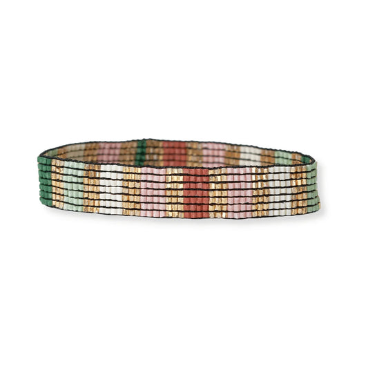 Alex Vertical Lines Beaded Stretch Bracelet Desert