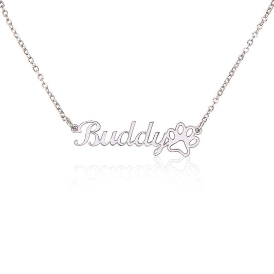 Paw Print Custom Name Necklace