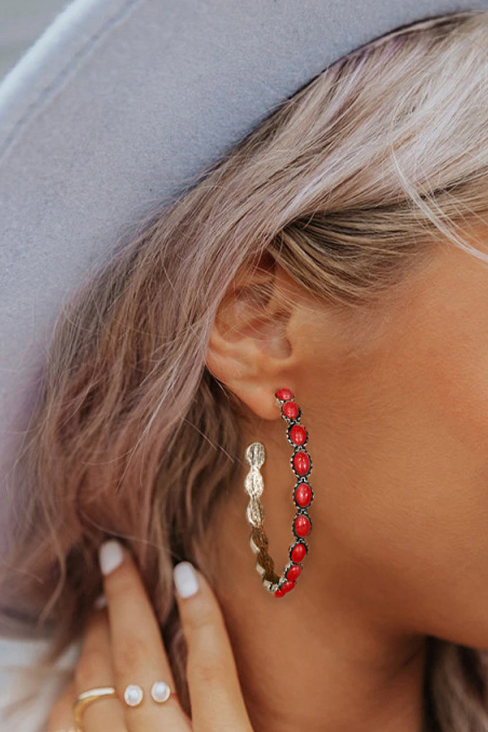 Retro Sky Gems C-shape Earrings