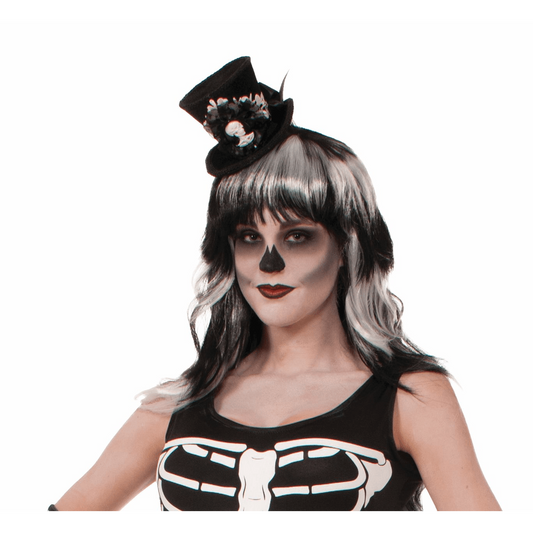 Black Skeleton Mini Top Hat w/ Lace
