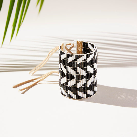 Extra Wide Chevron Warrior Bracelet - Black
