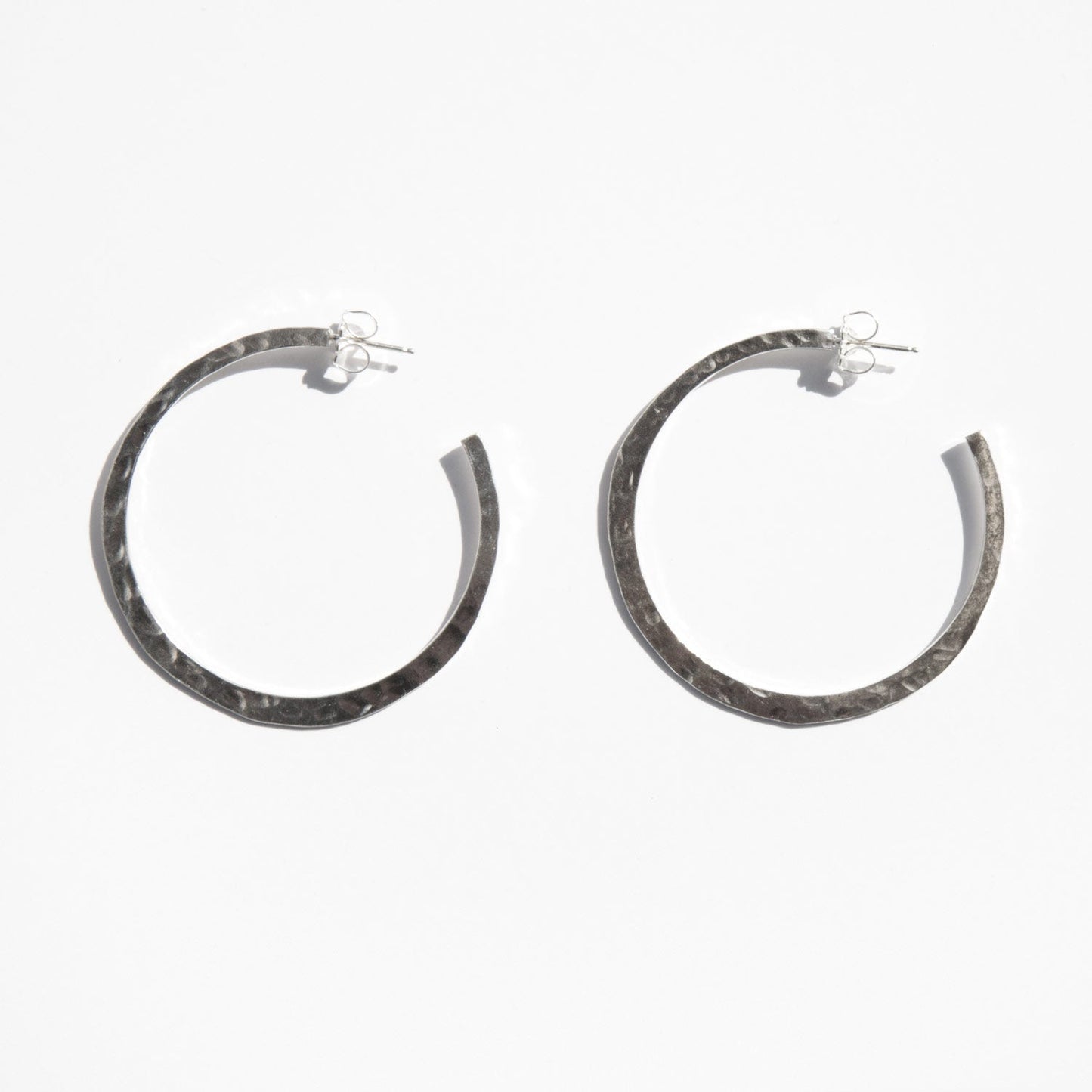Hammered Silver Hoop Earrings