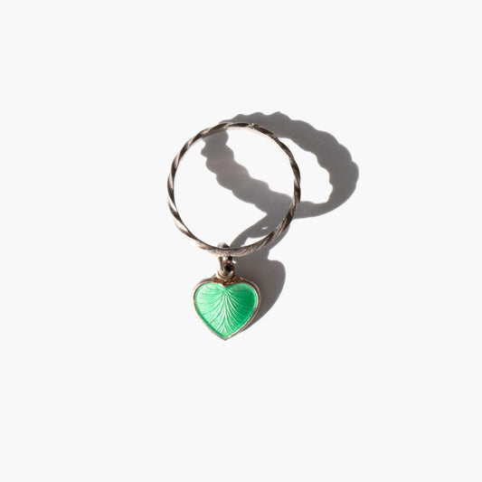 Mint Heart Charm Ring
