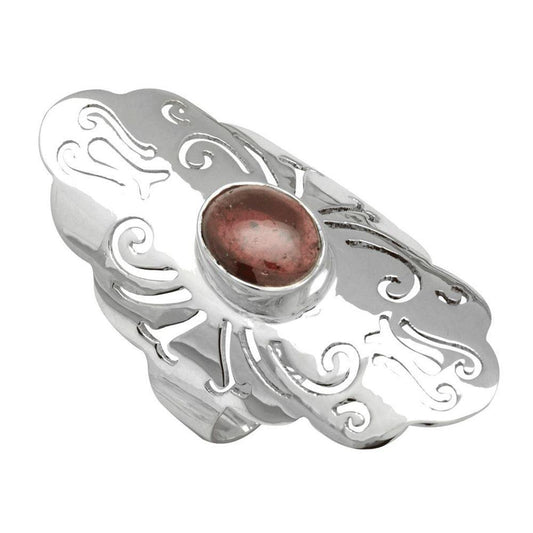 Long Ring with Garnet Centre