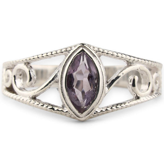 Marquise Amethyst Swirl Band Ring