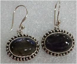 Earrings Oval Side Dot Edge Labradorite