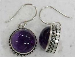 Earrings Round Triabl Dot Edge Amethyst