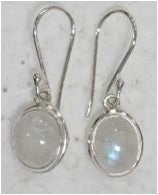 Earrings Droplets Simple Oval Rainbow Moonstone