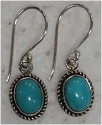 Earrings Oval Rope Edge Turquoise
