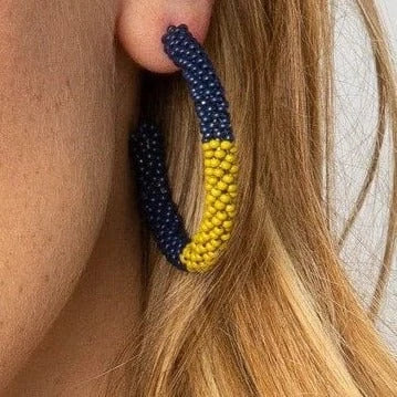 Navy Citron Color Block Small Hoop