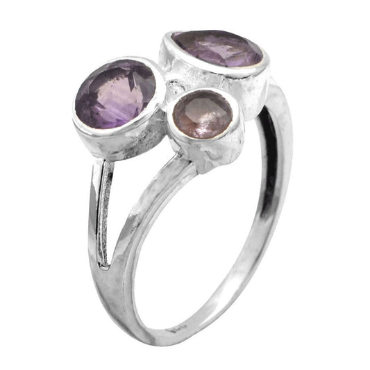 Tri-Stone Amethyst Ring
