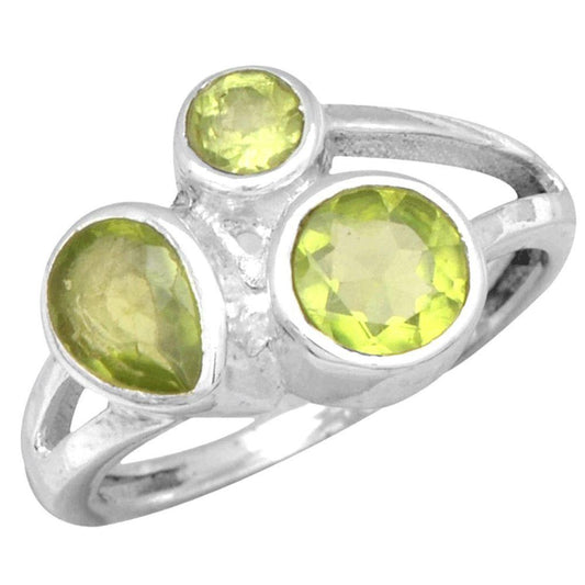 Tri-Stone Peridot Ring